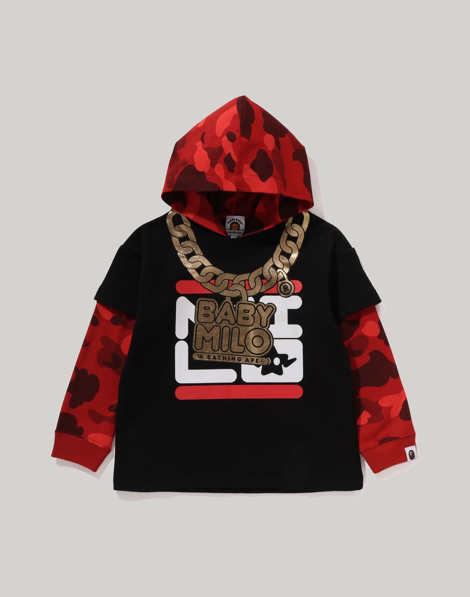 COLOR CAMO LAYERED RELAXED FIT PULLOVER HOODIE KIDS