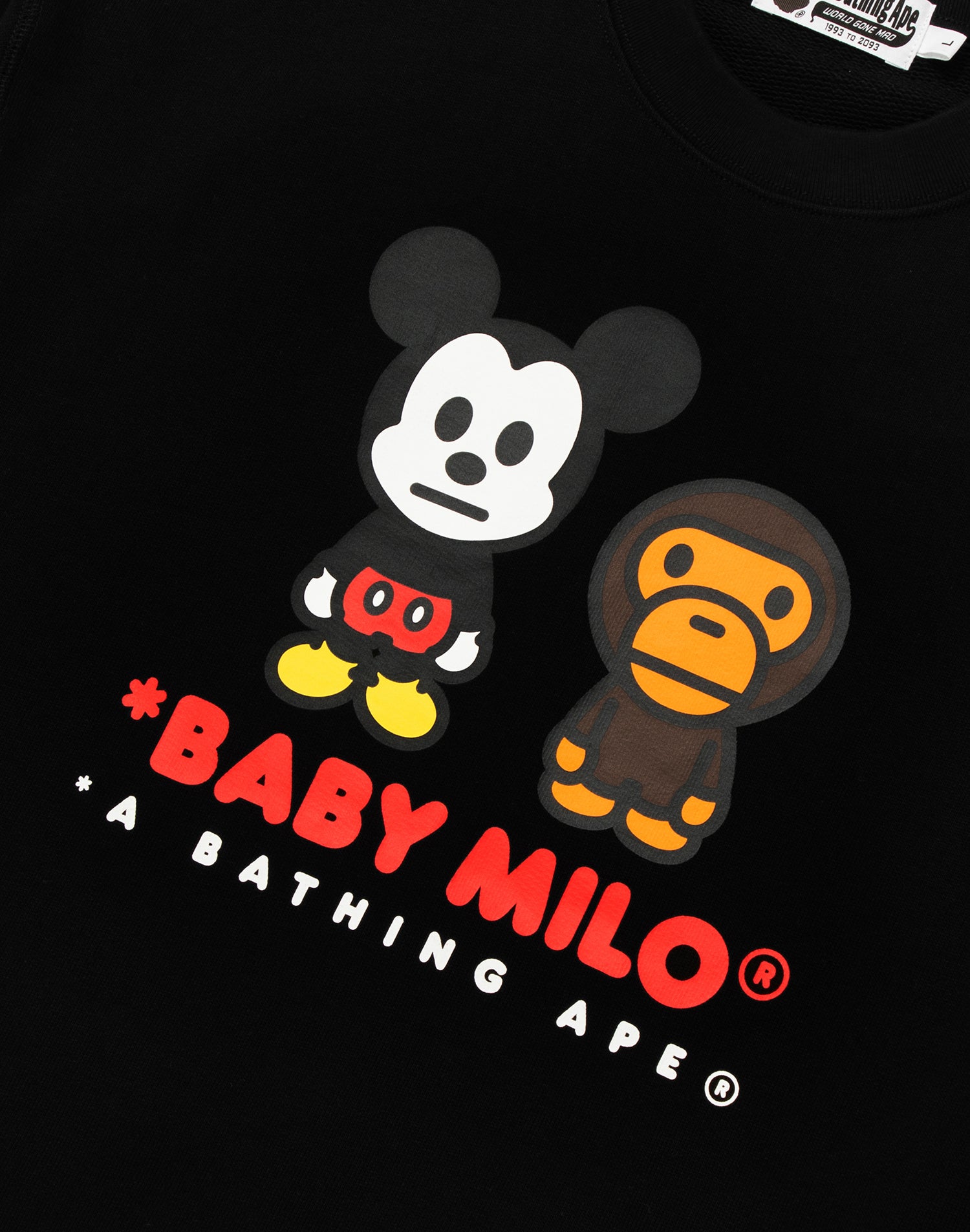 BAPE X DISNEY MICKEY MOUSE BABY MILO RELAXED FIT CREWNECK MENS