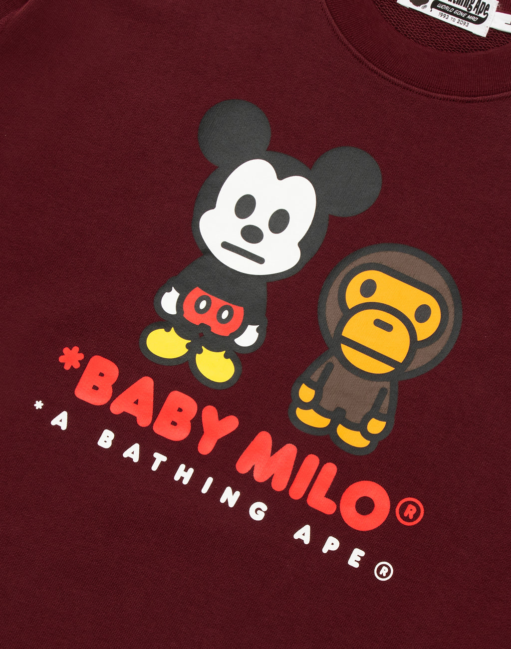 BAPE X DISNEY MICKEY MOUSE BABY MILO RELAXED FIT CREWNECK MENS