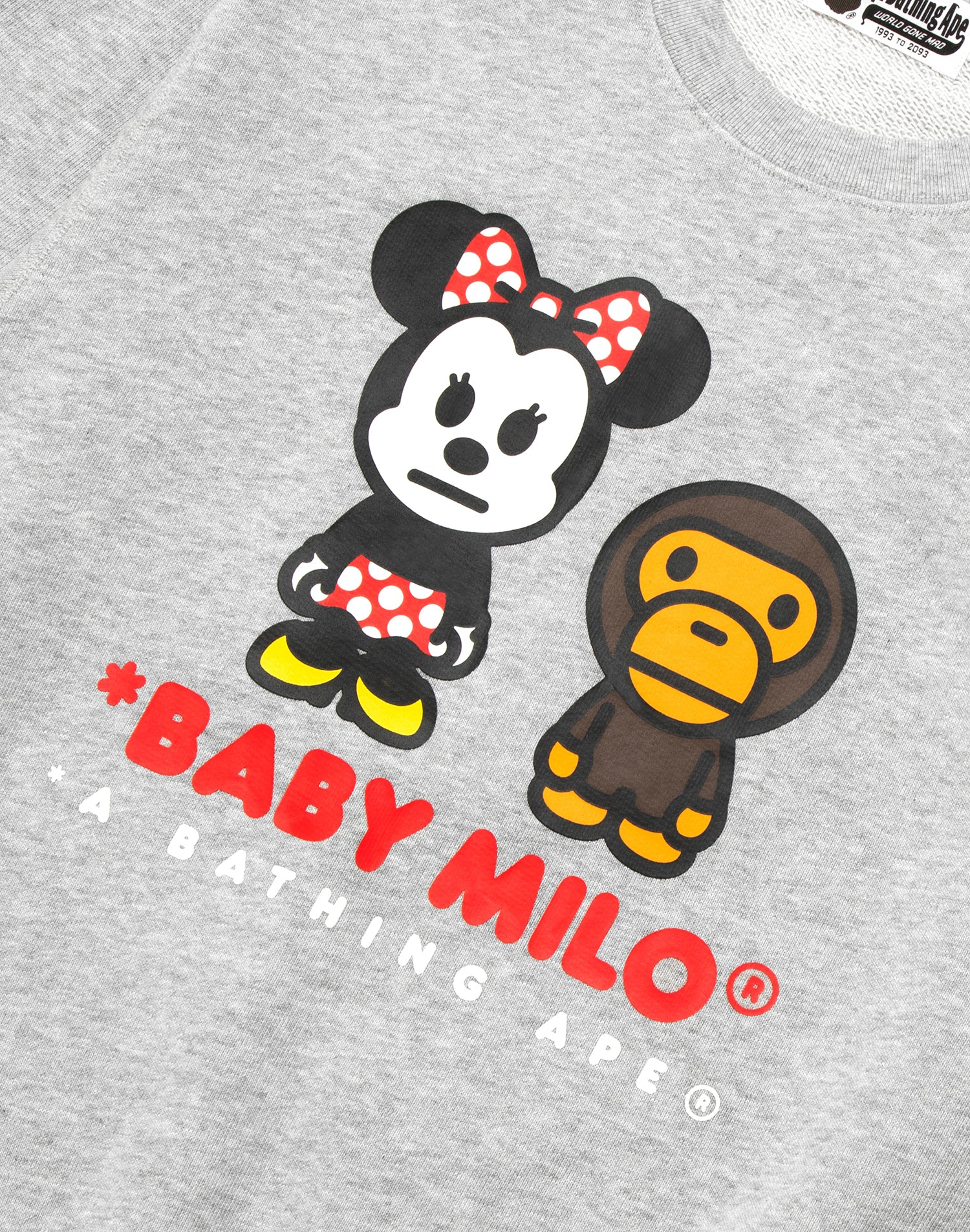 BAPE X DISNEY MINNIE MOUSE BABY MILO CREWNECK SWEATSHIRT LADIES