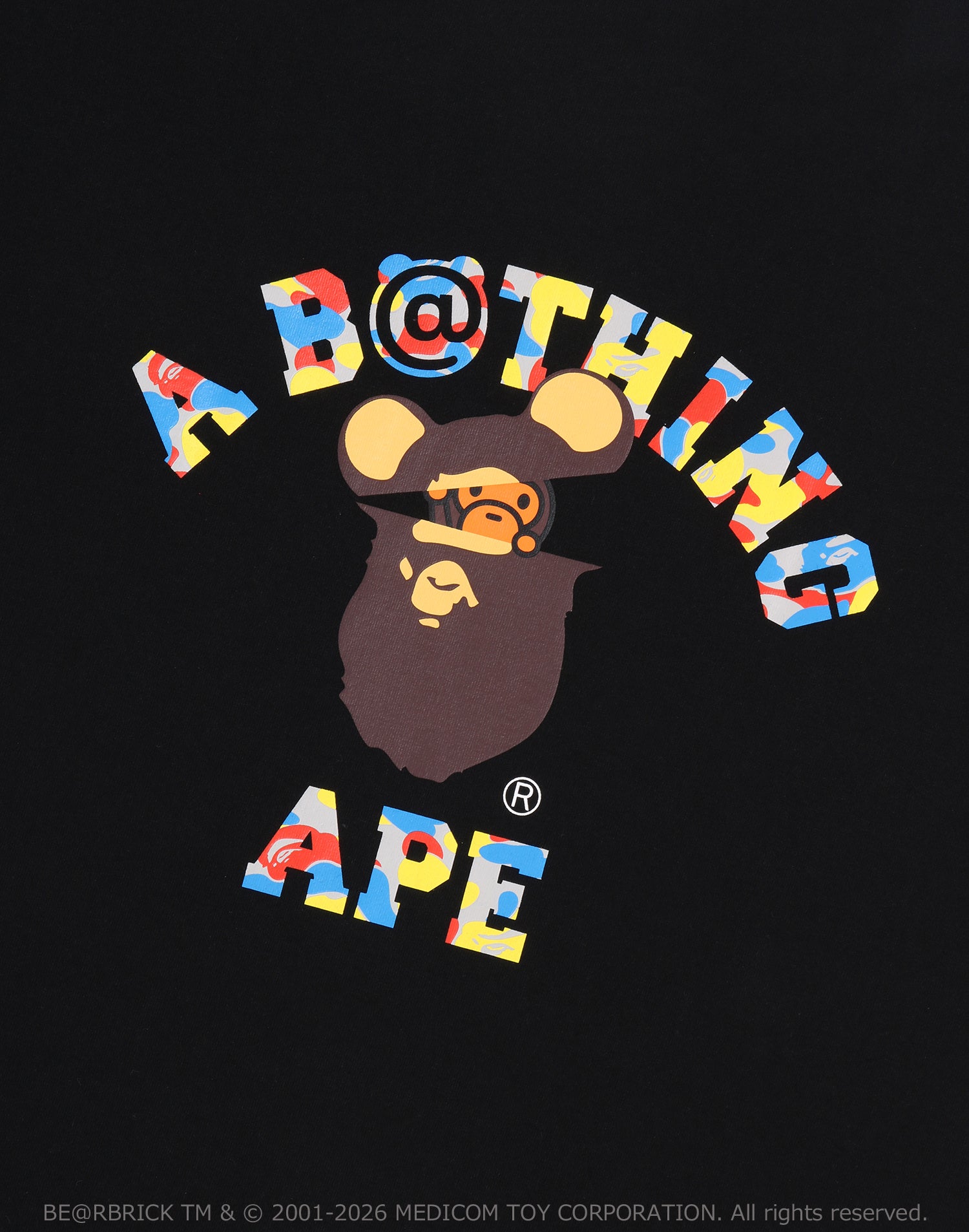 BAPE X MEDICOM TOY 30TH ANNIV. COLLEGE MILO TEE MENS