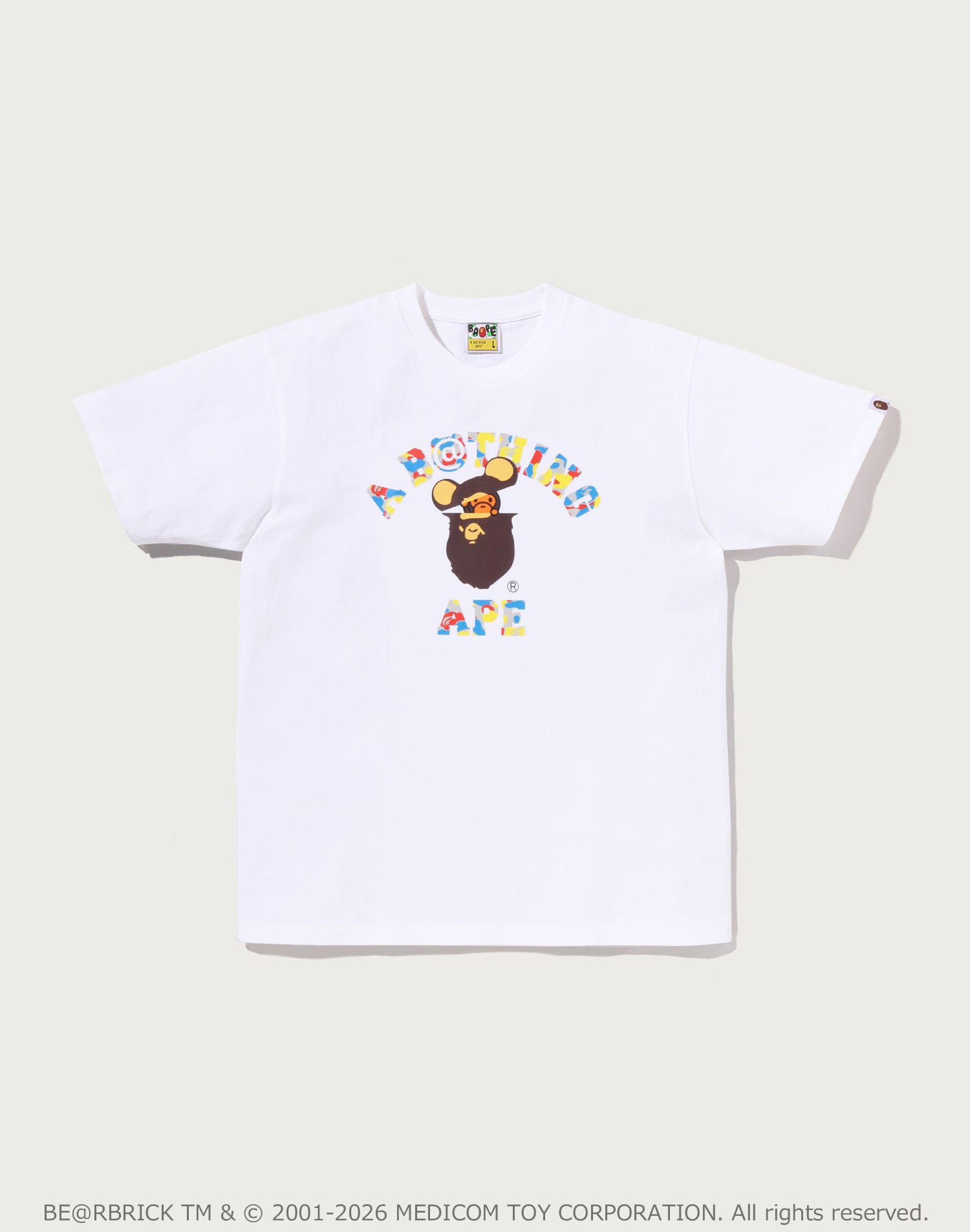 BAPE X MEDICOM TOY 30TH ANNIV. COLLEGE MILO TEE MENS