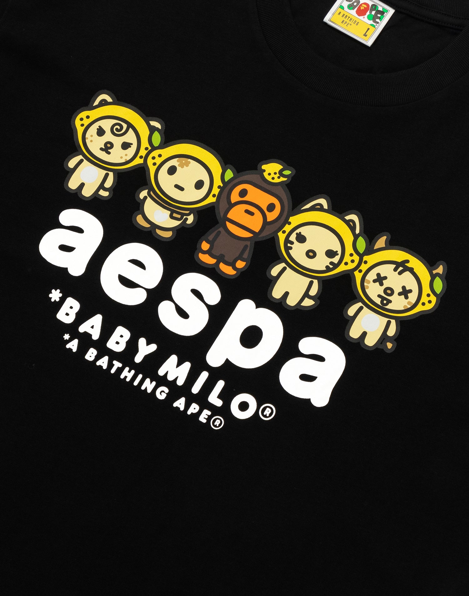 BAPE X AESPA BABY MILO LEMONADE RELAXED FIT TEE MENS