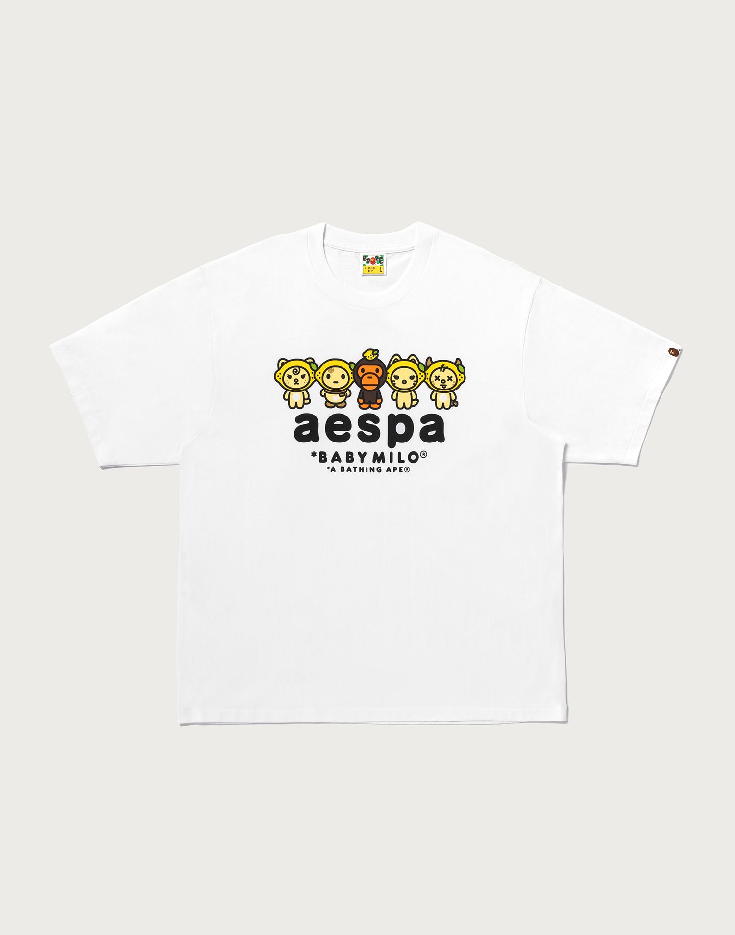 BAPE X AESPA BABY MILO LEMONADE RELAXED FIT TEE MENS