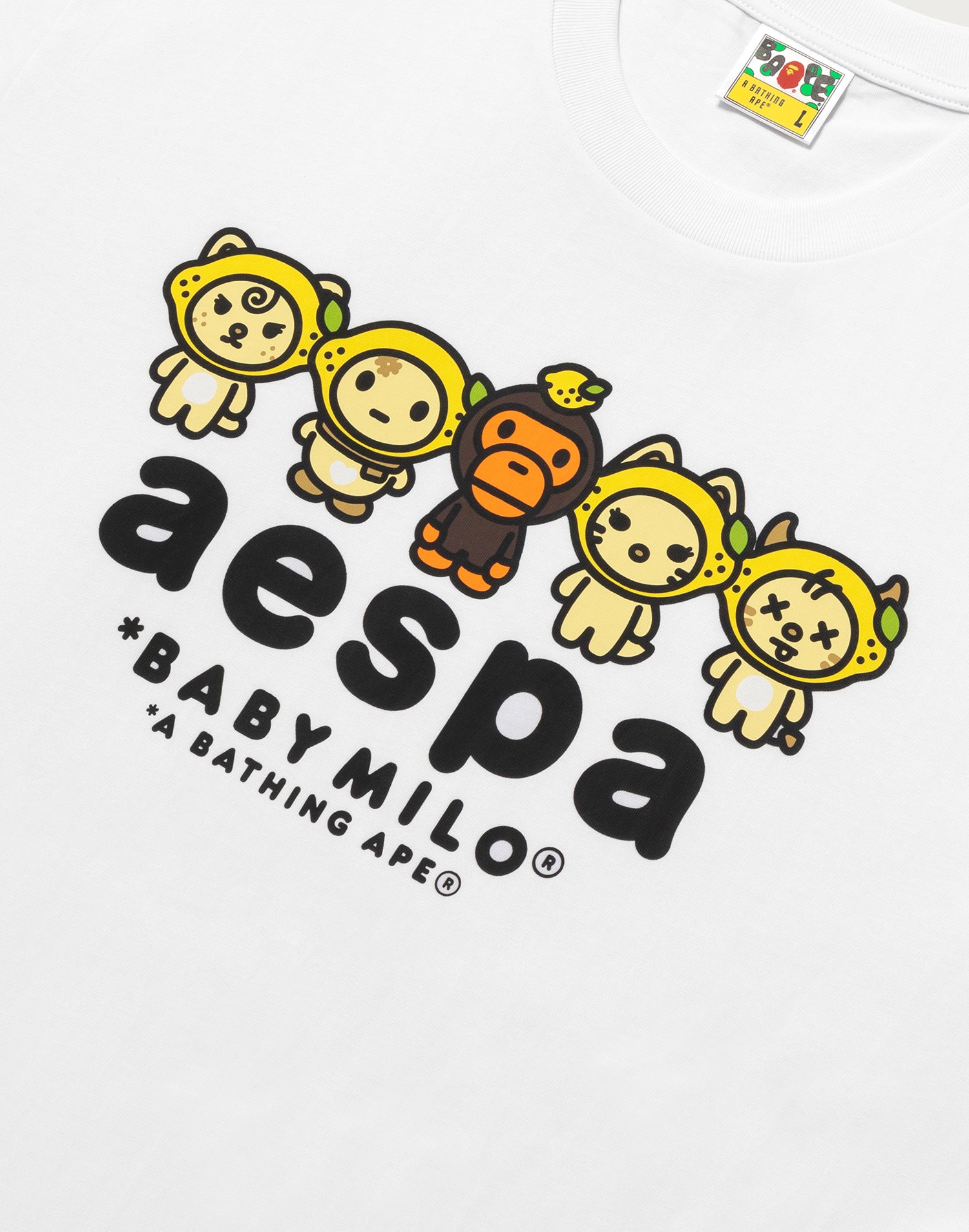 BAPE X AESPA BABY MILO LEMONADE RELAXED FIT TEE MENS