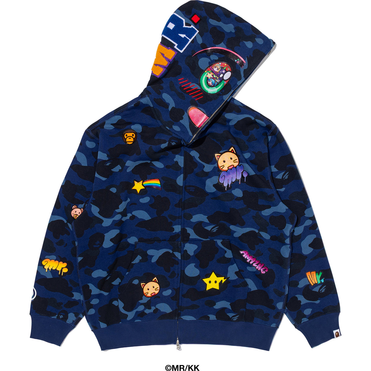 BAPE X MR. COLOR CAMO RELAXED FIT FULL ZIP HOODIE MENS