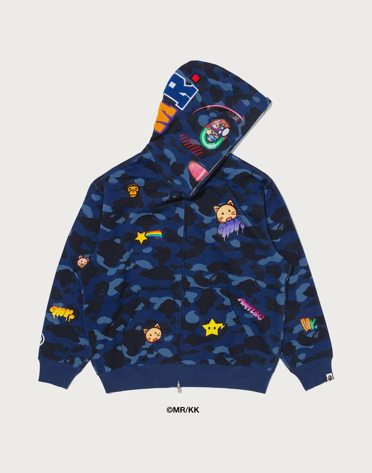BAPE X MR. COLOR CAMO RELAXED FIT FULL ZIP HOODIE MENS