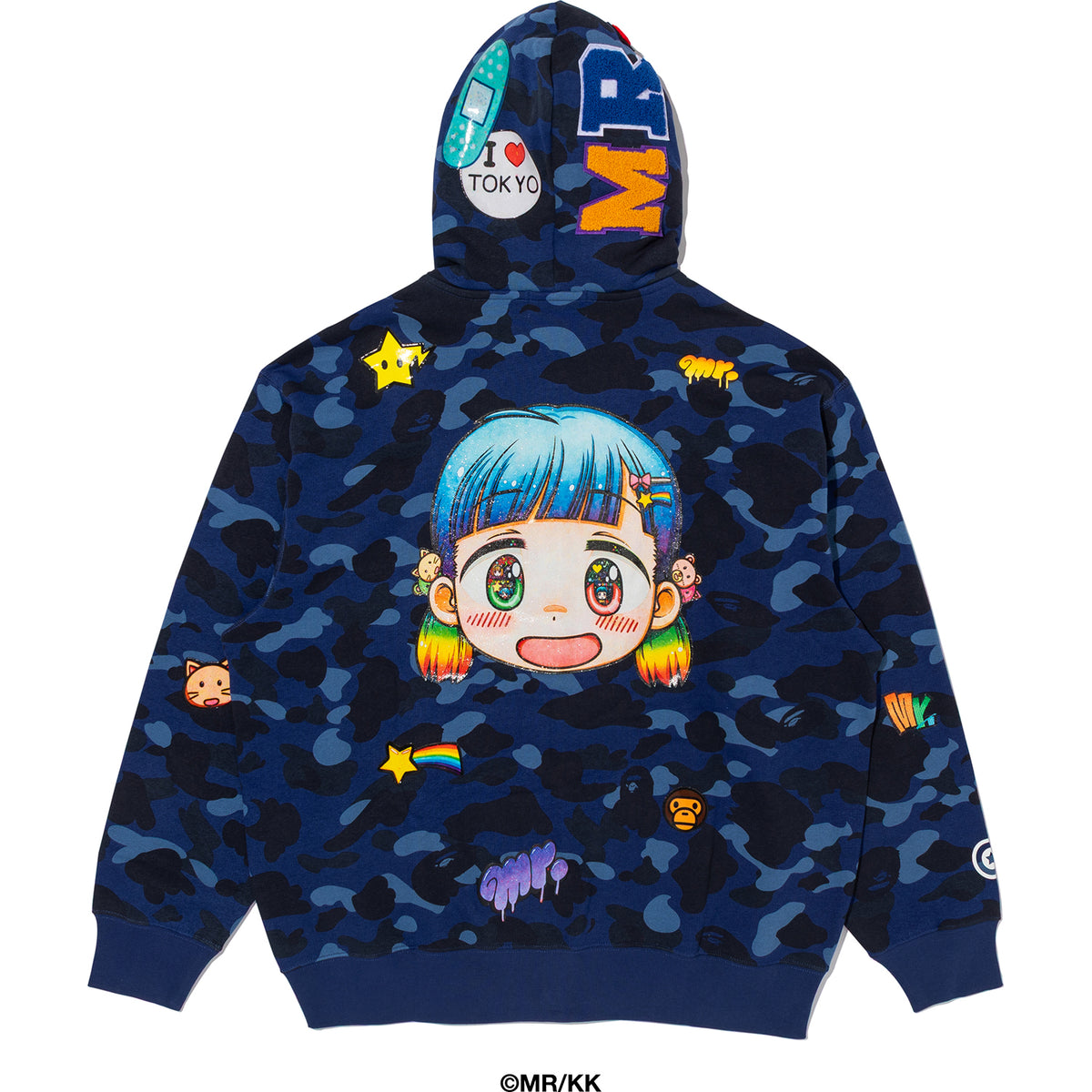 BAPE X MR. COLOR CAMO RELAXED FIT FULL ZIP HOODIE MENS