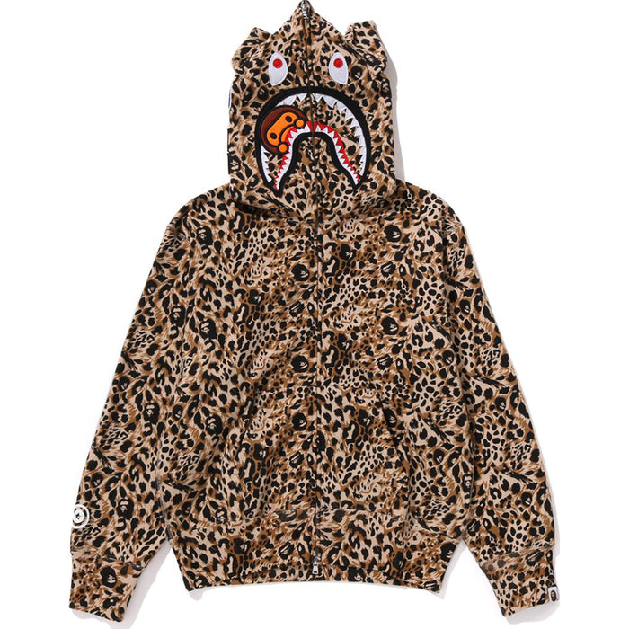 WILD LEOPARD PATTERN MILO SHARK FULL ZIP HOODIE LADIES