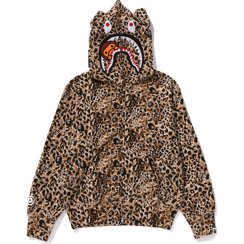 WILD LEOPARD PATTERN MILO SHARK FULL ZIP HOODIE LADIES