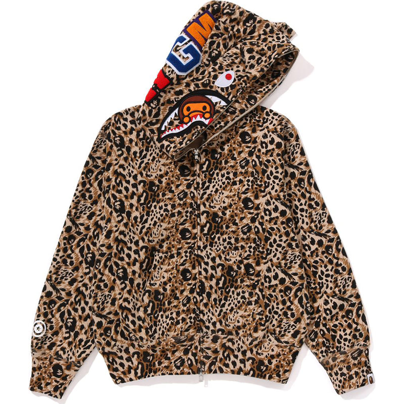 WILD LEOPARD PATTERN MILO SHARK FULL ZIP HOODIE LADIES