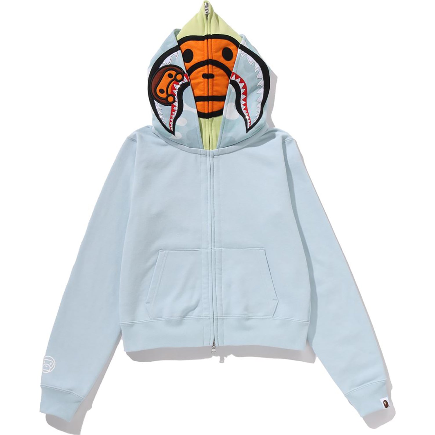MILO SHARK CROPPED FULL ZIP DOUBLE HOODIE LADIES – us.bape.com