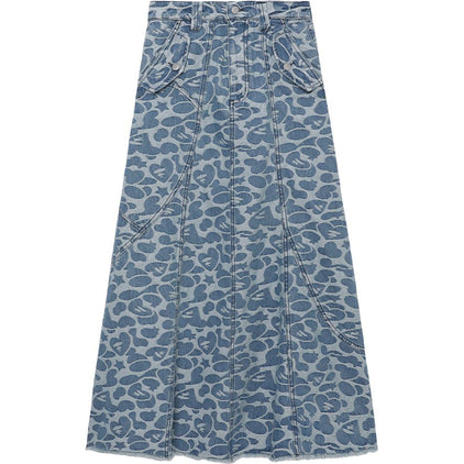 APEE PATTERN DENIM LONG SKIRT LADIES