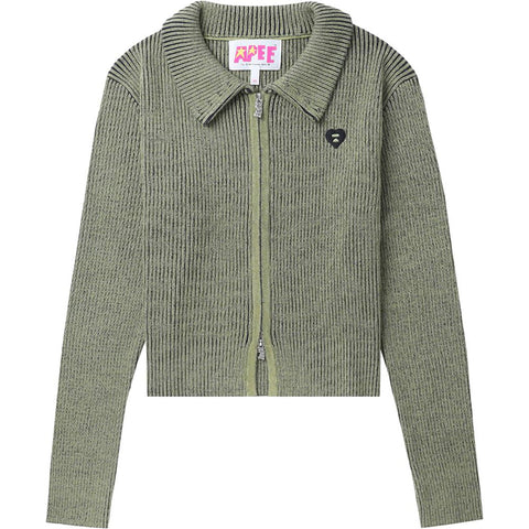 APEE TWO TONE RIBBED KNIT CARDIGAN LADIES