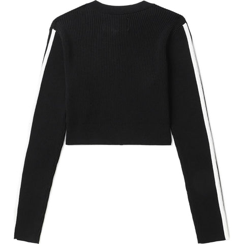 APEE RIBBLED ZIP UP KNIT TOP LADIES