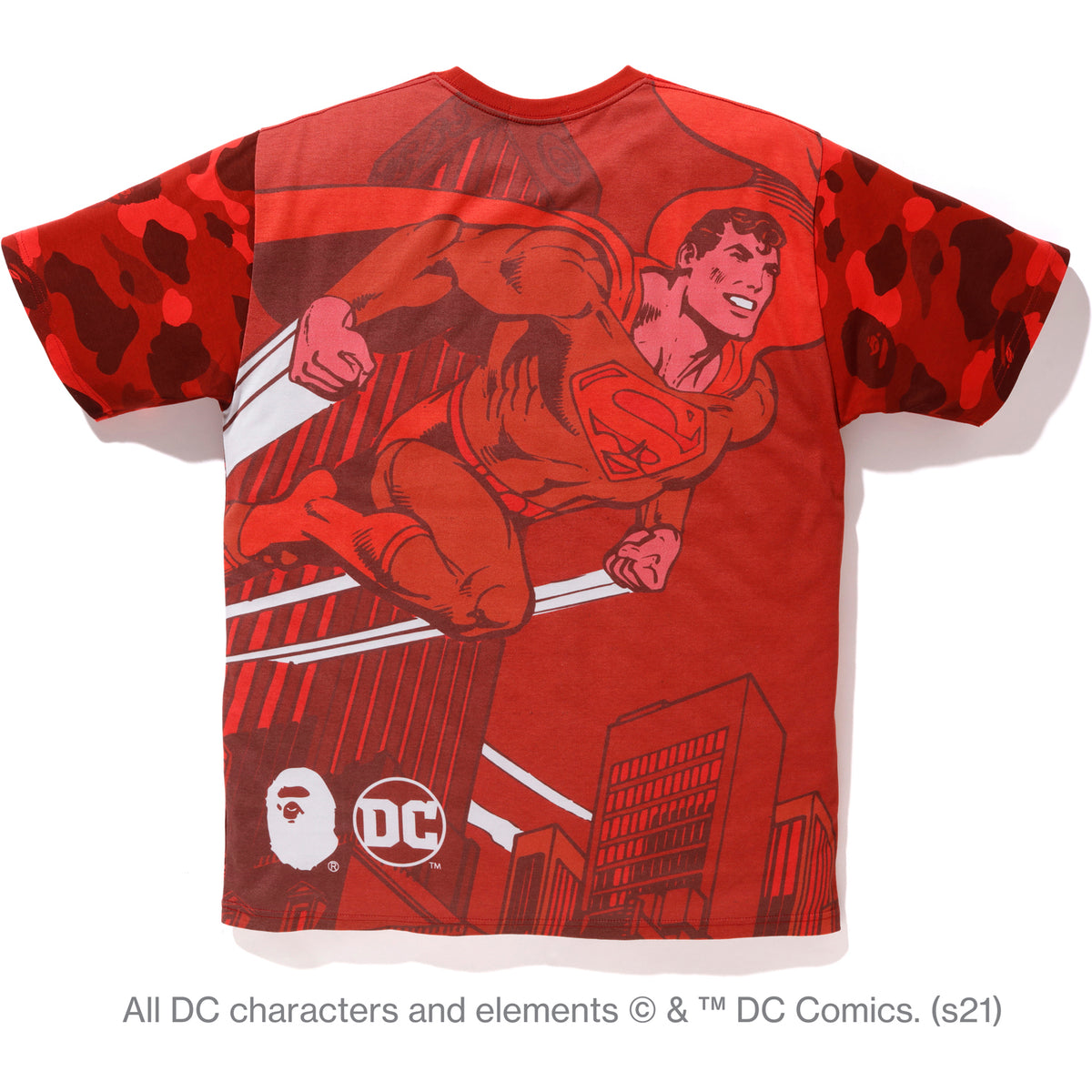 BAPE X DC SUPERMAN COLOR CAMO TEE MENS