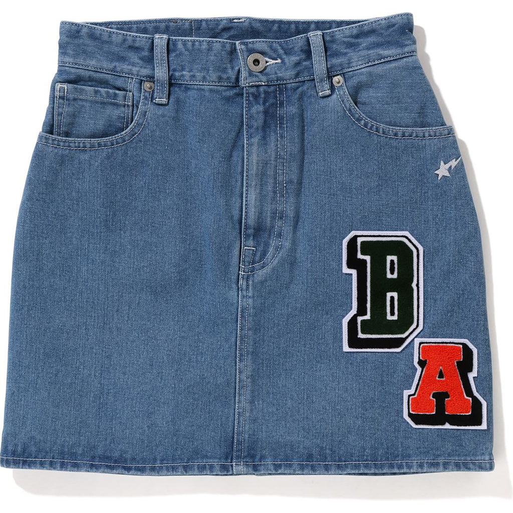 MULTI FONTS DENIM SKIRT LADIES | us.bape.com