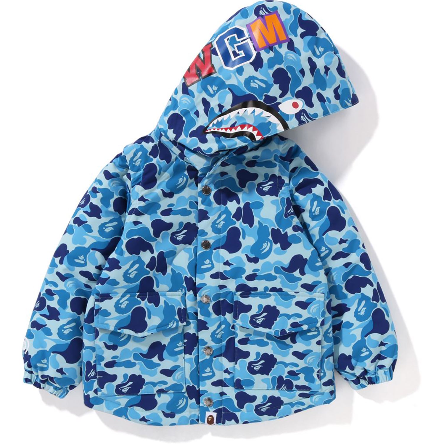 Bape Kids Pink Camo Shark Down Jacket