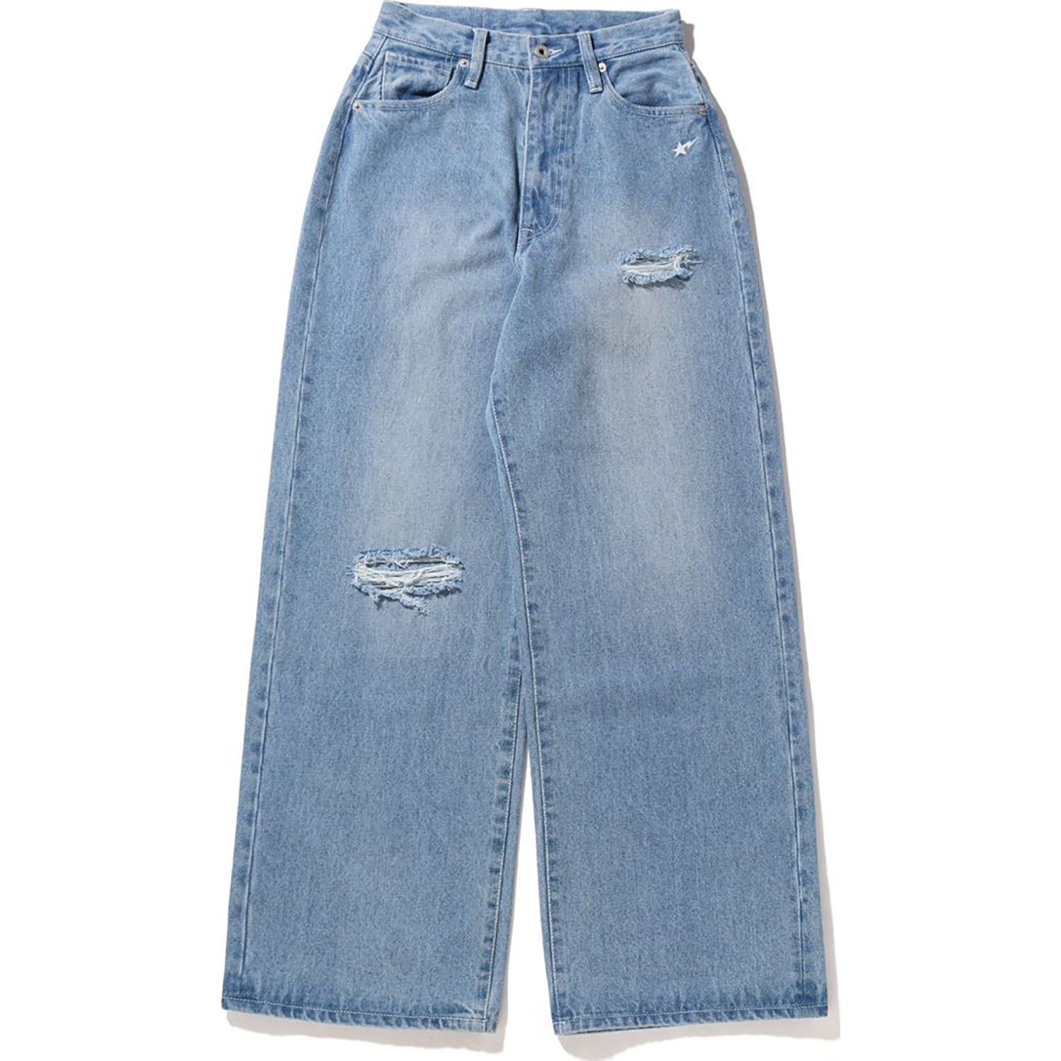 DAMAGED HIGHWAIST WIDE DENIM PANTS LADIES – us.bape.com
