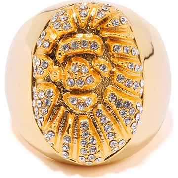 APE HEAD CRYSTAL STONE RING