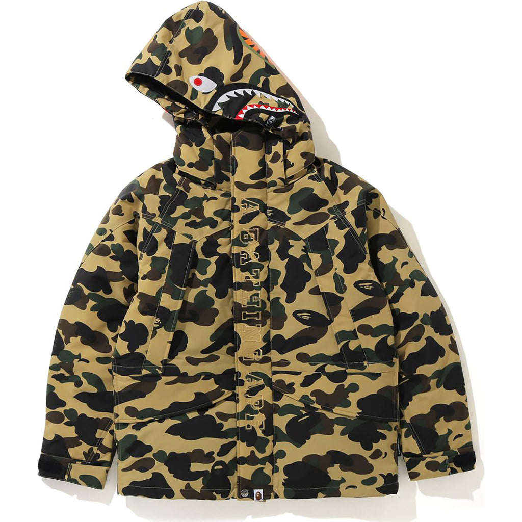 1ST CAMO SHARK SNOWBOARD DOWN JACKET MENS | us.bape.com