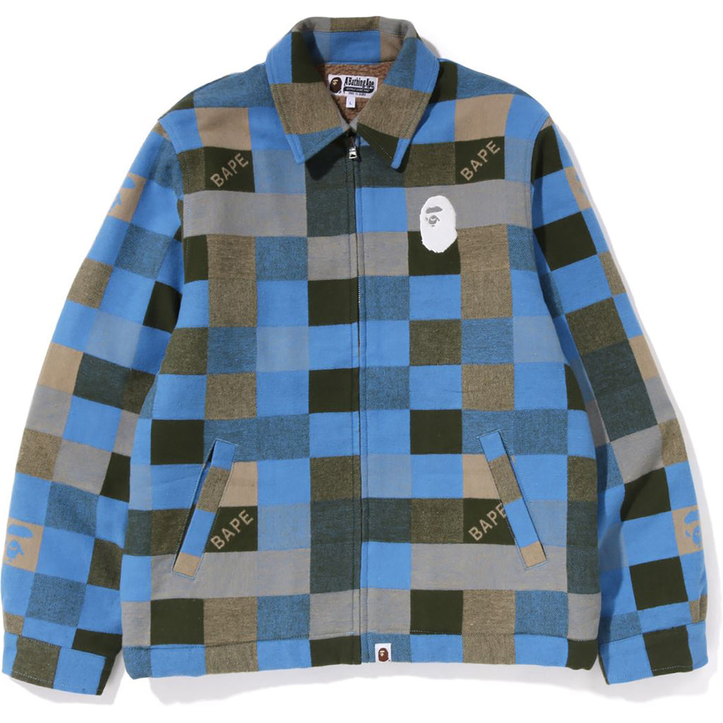 BLOCK CHECK RELAXED FIT LIGHT JACKET MENS | us.bape.com