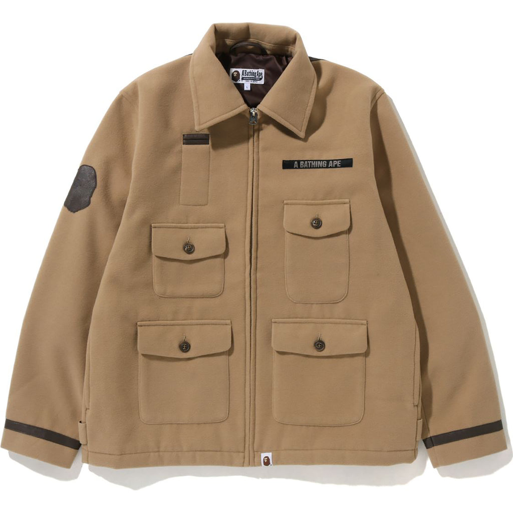 A BATHING APE MELTON RELAXED FIT ZIP JACKET MENS | us.bape.com