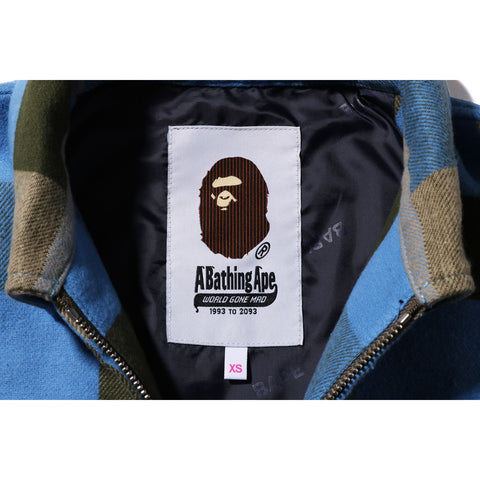 BAPE PATCHED BLOCK CHECK ZIP JACKET LADIES | us.bape.com