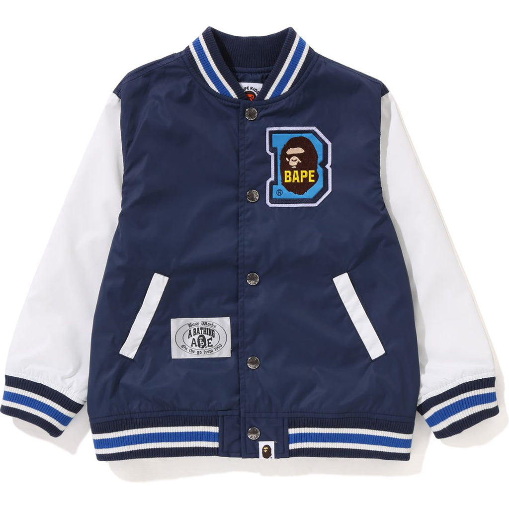 APE HEAD B PATCH VARSITY JACKET KIDS us.bape