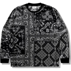 BAPE BLACK SILK WOVEN PAISLEY LONG SLEEVE TEE MENS