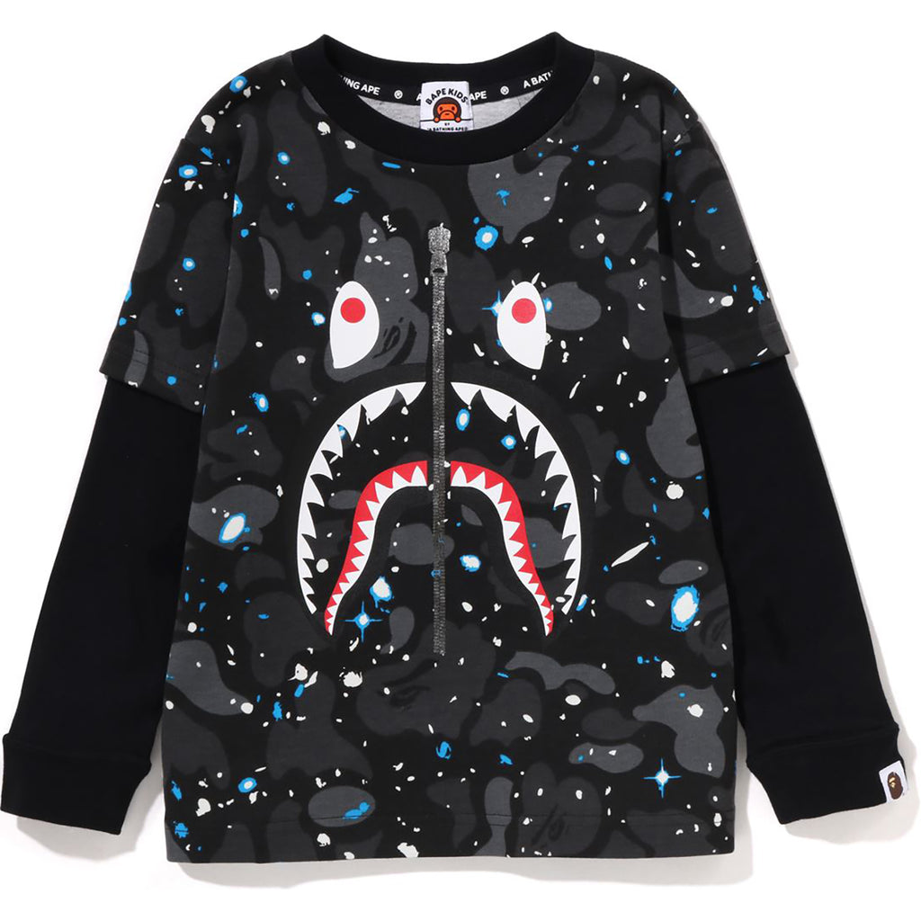 SPACE CAMO SHARK LAYERED L/S TEE KIDS | us.bape.com