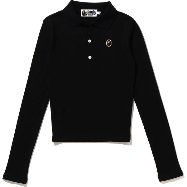 APE HEAD ONE POINT RIB L/S POLO LADIES | us.bape.com