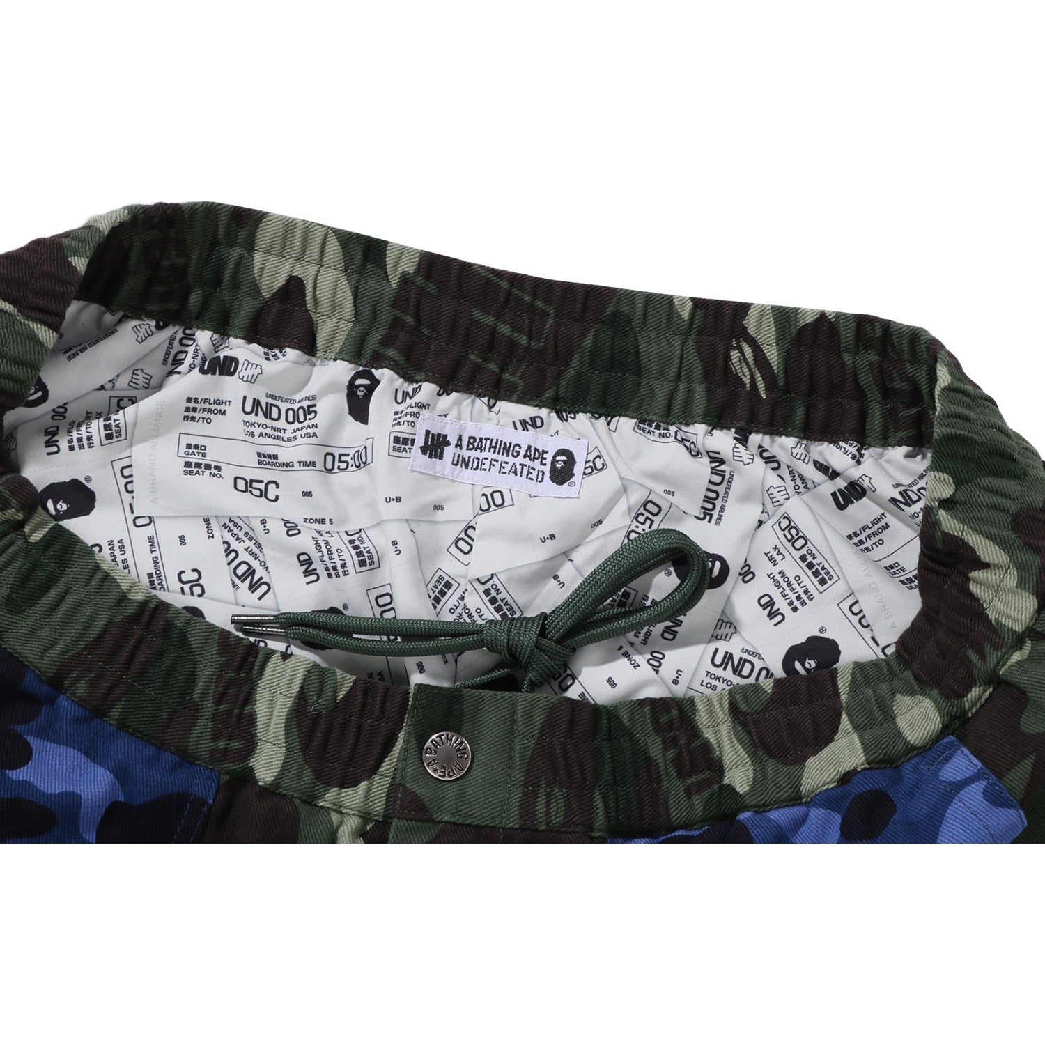 BAPE X UNDEFEATED COLOR CAMO FLANNEL PANTS MENS