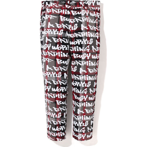 BAPE GRAFFITI CHECK ONE POINT RELAXED FIT PANTS MENS