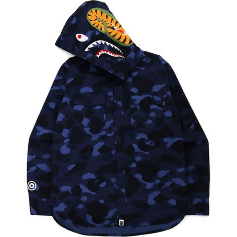 COLOR CAMO SHARK HOODIE SHIRT MENS