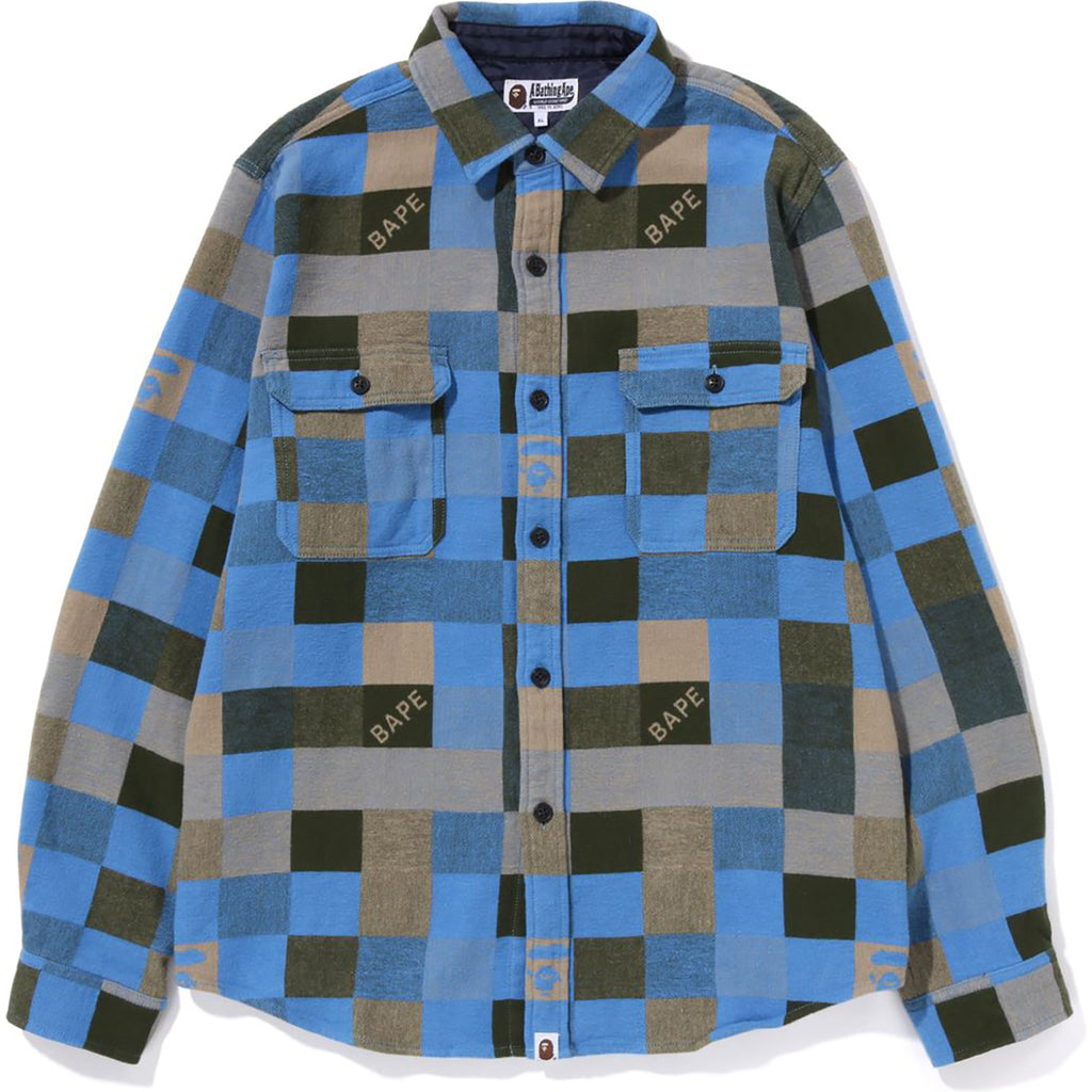 BLOCK CHECK RELAXED FIT SHIRT MENS | us.bape.com