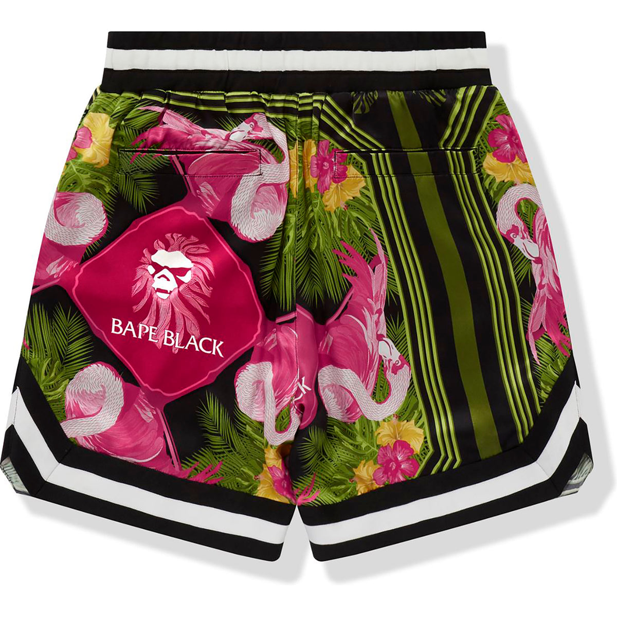 BAPE BLACK PRINTED SILK SHORTS MENS
