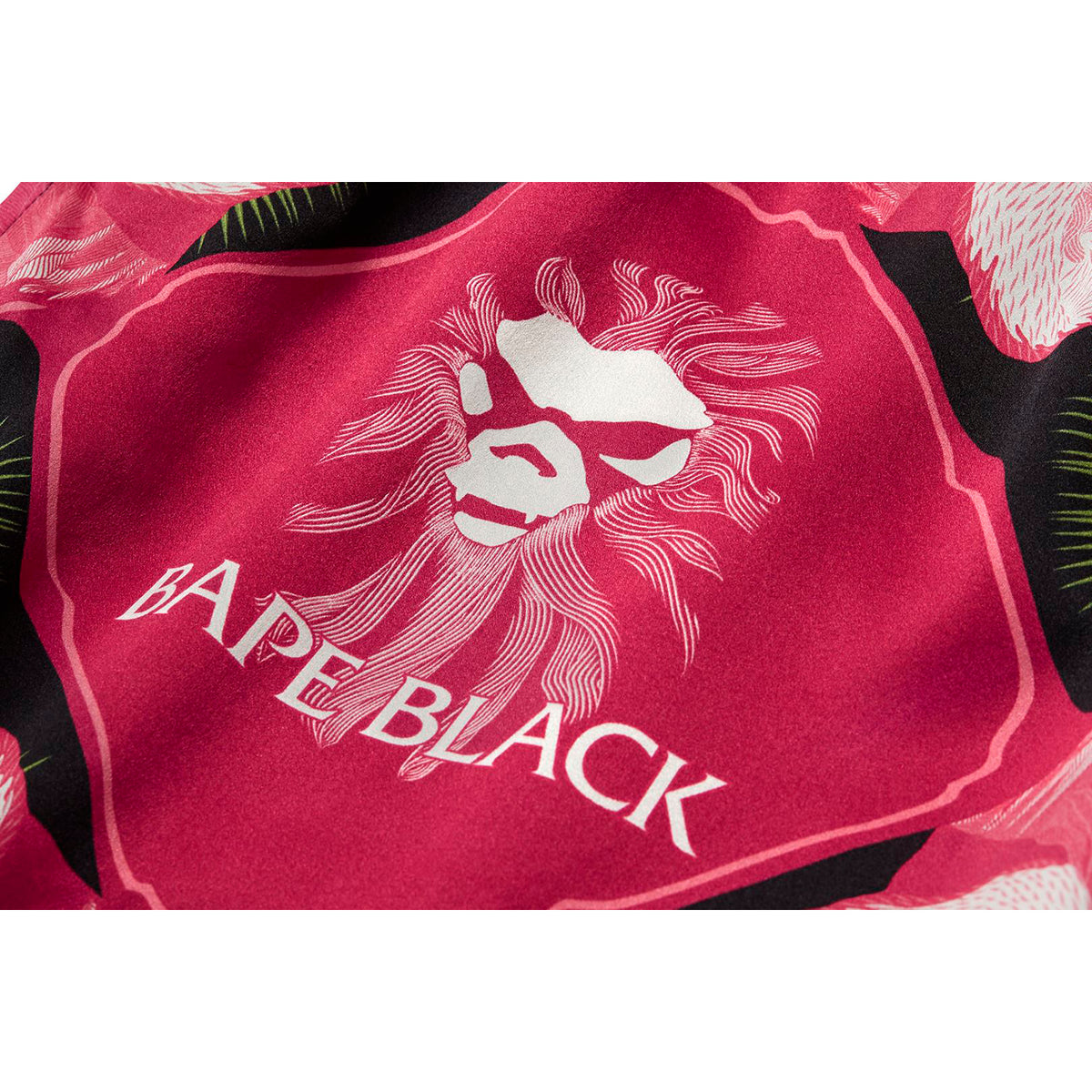 BAPE BLACK PRINTED SILK SHORTS MENS