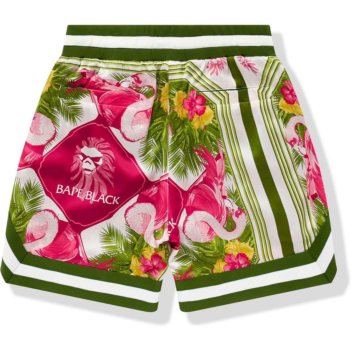 BAPE BLACK PRINTED SILK SHORTS MENS