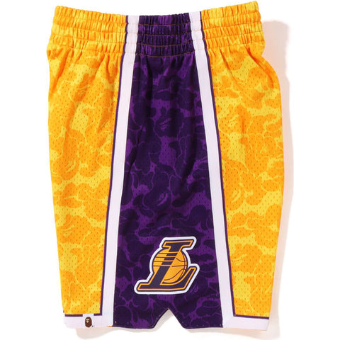 BAPE X MITCHELL & NESS LOS ANGELES LAKERS JERSEY SHORTS MENS