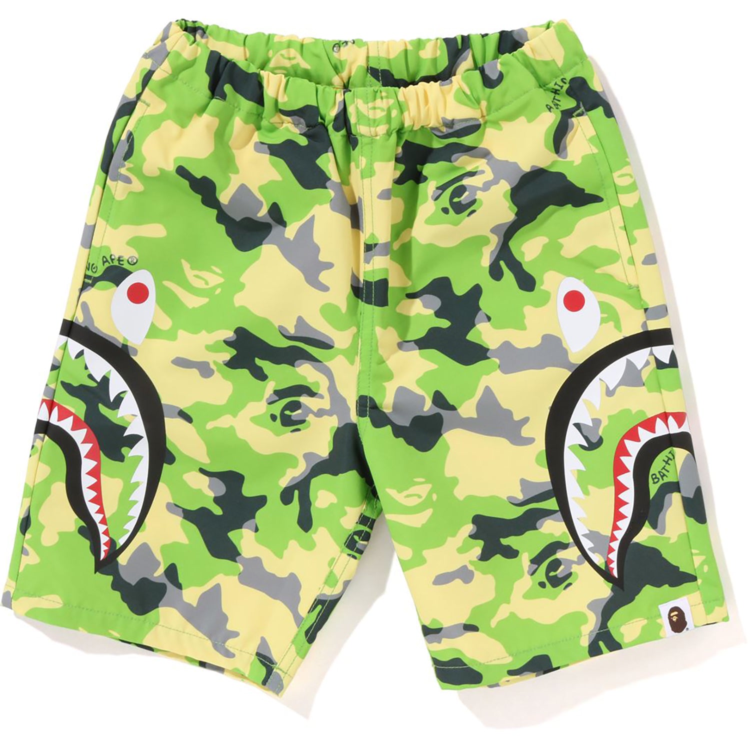 WOODLAND CAMO SIDE SHARK BEACH SHORTS KIDS – us.bape.com
