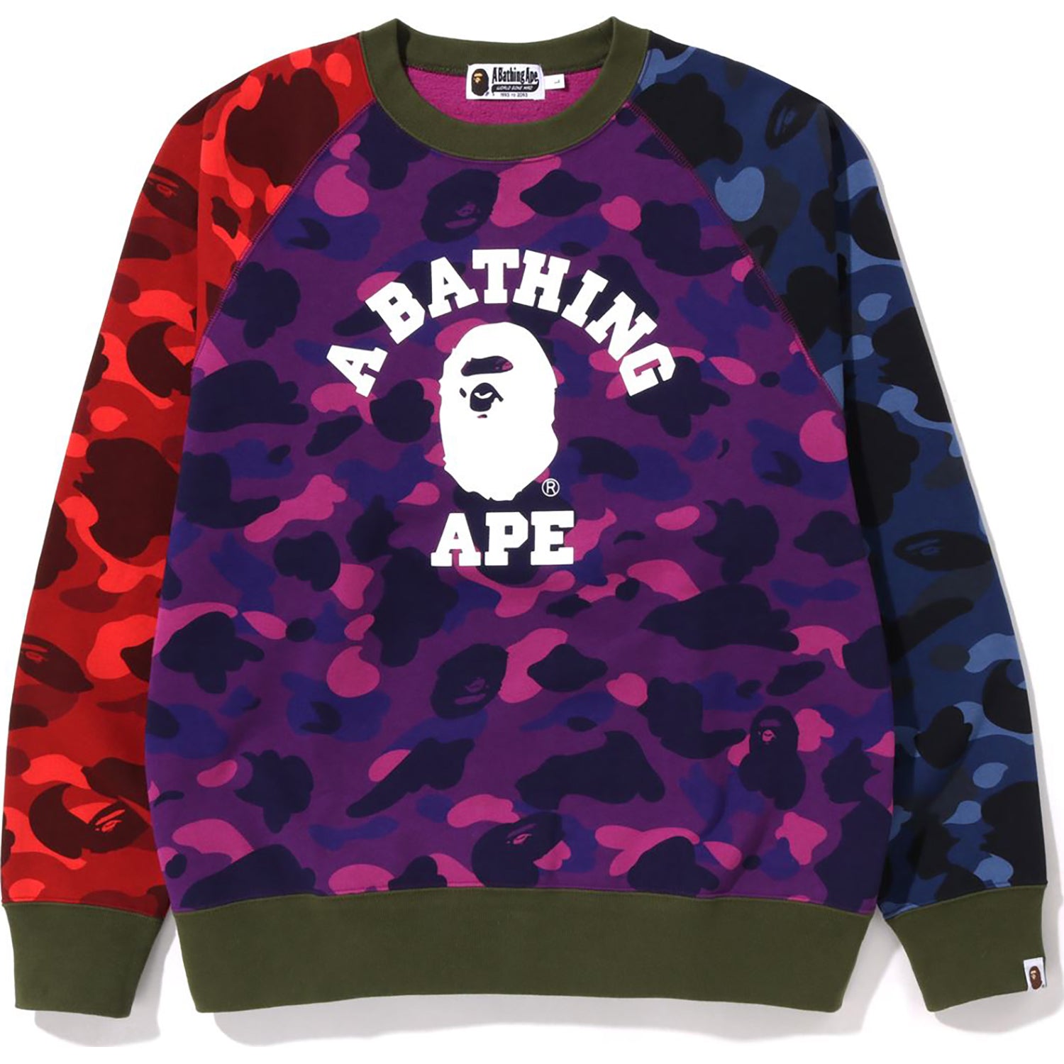 CRAZY CAMO RELAXED FIT COLLEGE CREWNECK MENS – us.bape.com