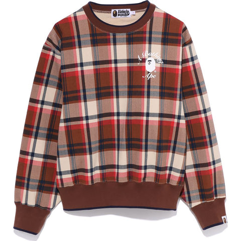 BAPE CHECK WIDE FIT CREWNECK LADIES