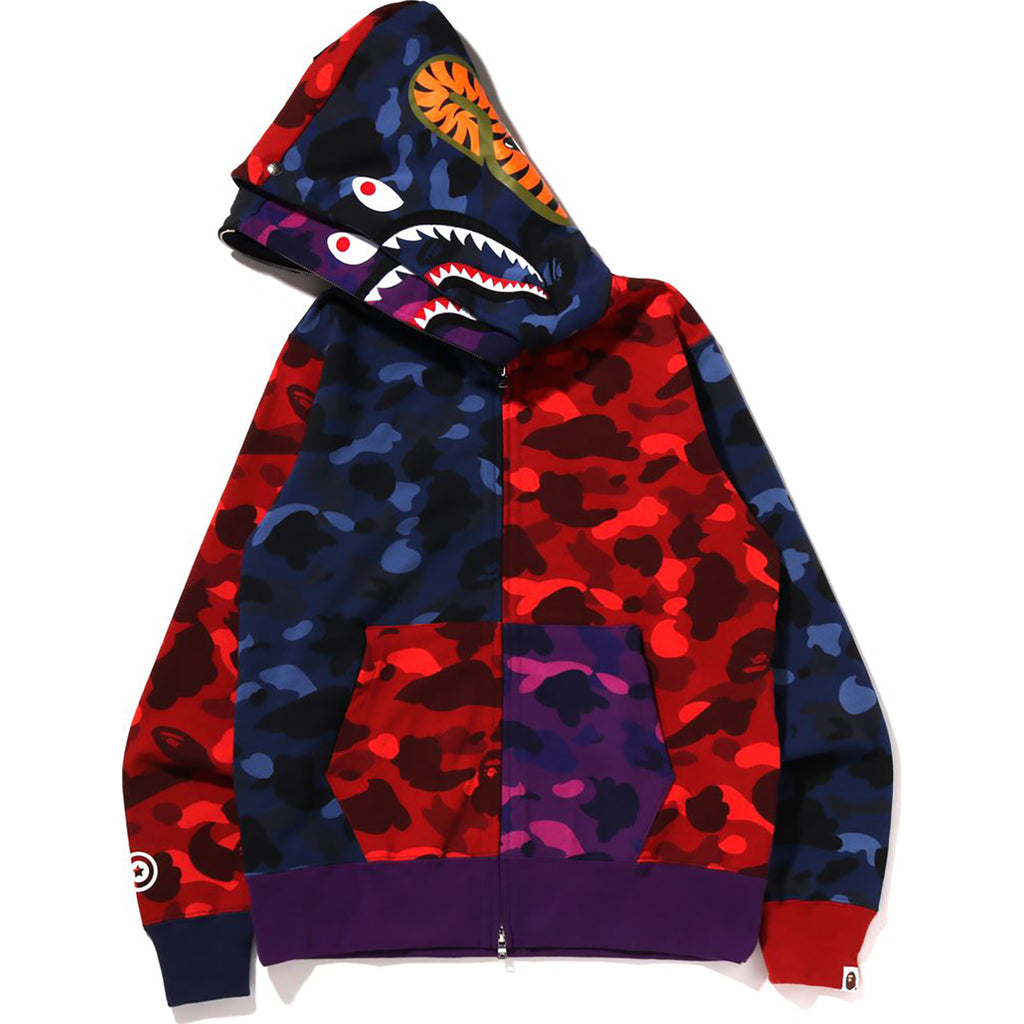 BAPE Shark full zip hoodie black camo x red A Bathing Ape Size M | eBay