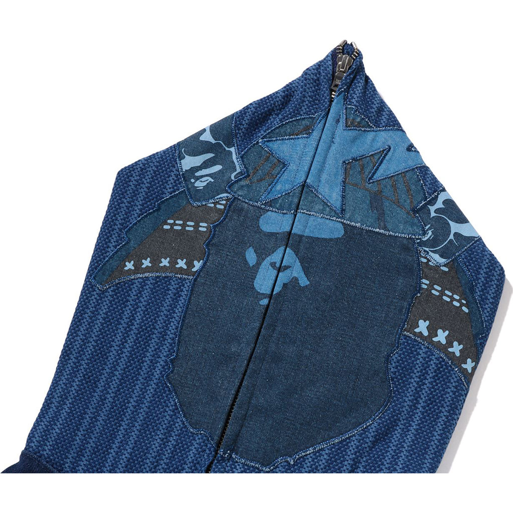 SAMURAI INDIGO FULL ZIP HOODIE MENS | us.bape.com