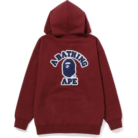 COLLEGE PATCHED OVERSIZED FULL ZIP HOODIE LADIES