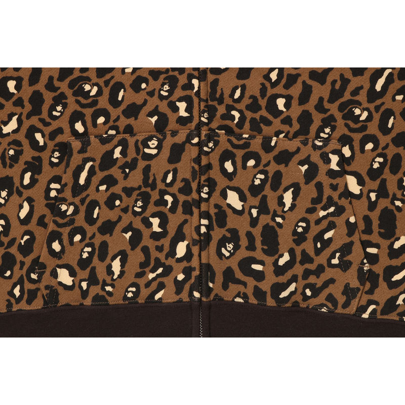 LEOPARD CROPPED SHARK FULL ZIP HOODIE LADIES