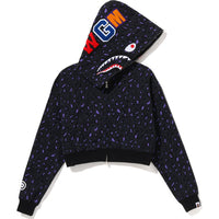 LEOPARD CROPPED SHARK FULL ZIP HOODIE LADIES