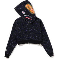 LEOPARD CROPPED SHARK FULL ZIP HOODIE LADIES