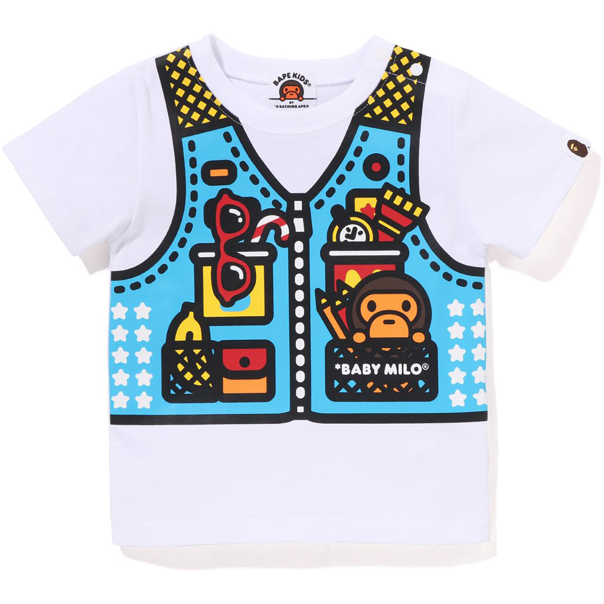 Baby Milo Fishing Vest Print Tee Kids 2J30-510-007 / White / 80 (6-9 Month)